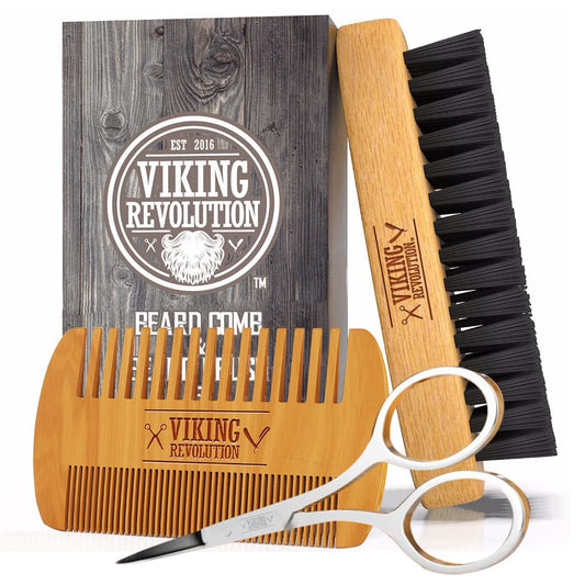 - Beard Comb & Beard Brush Set for Men - Natural Boar Bristle Brush and Dual Action Pear Wood Comb with Velvet Travel Pouch