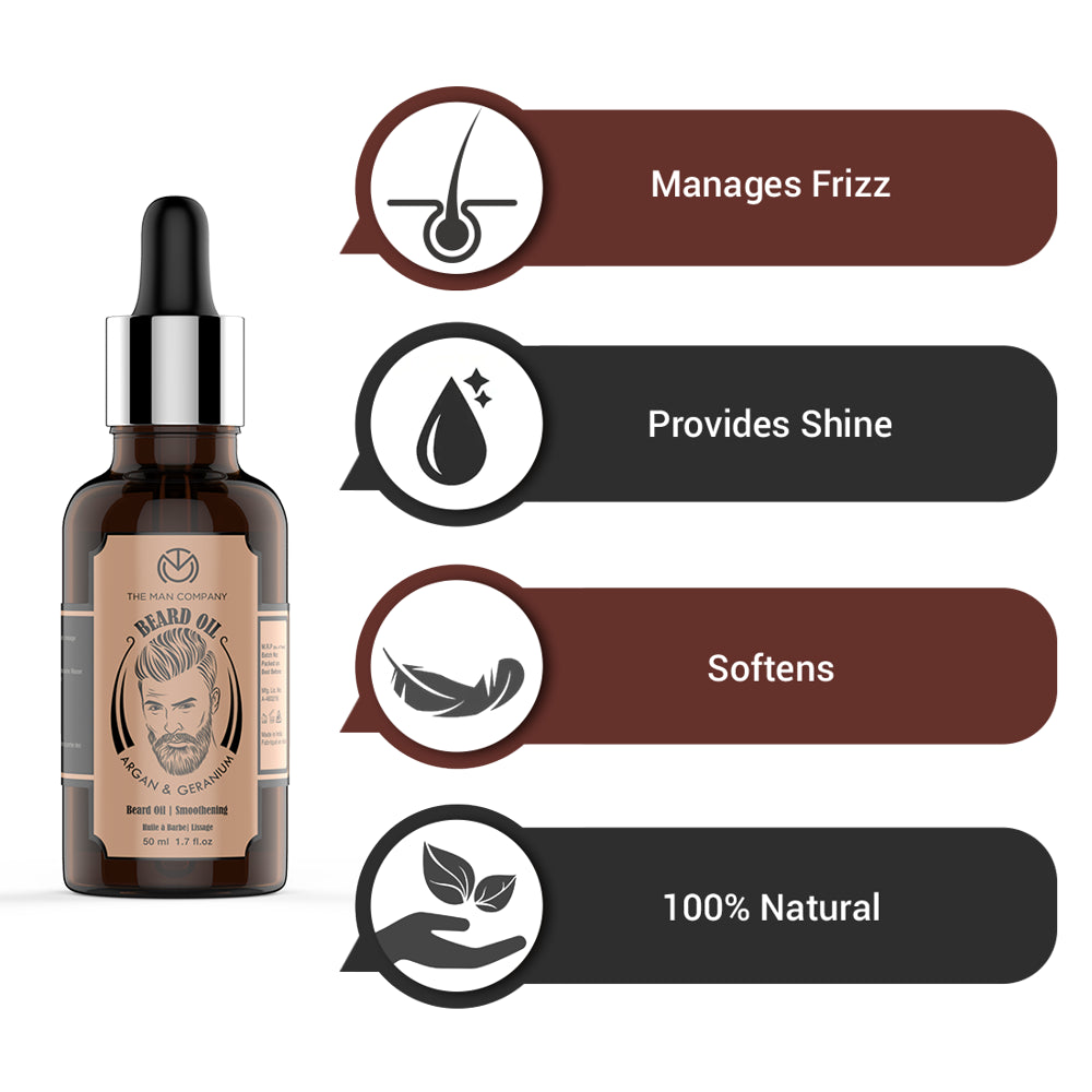 Beard Growth Oil for Men with Argan & Geranium for Faster Growth