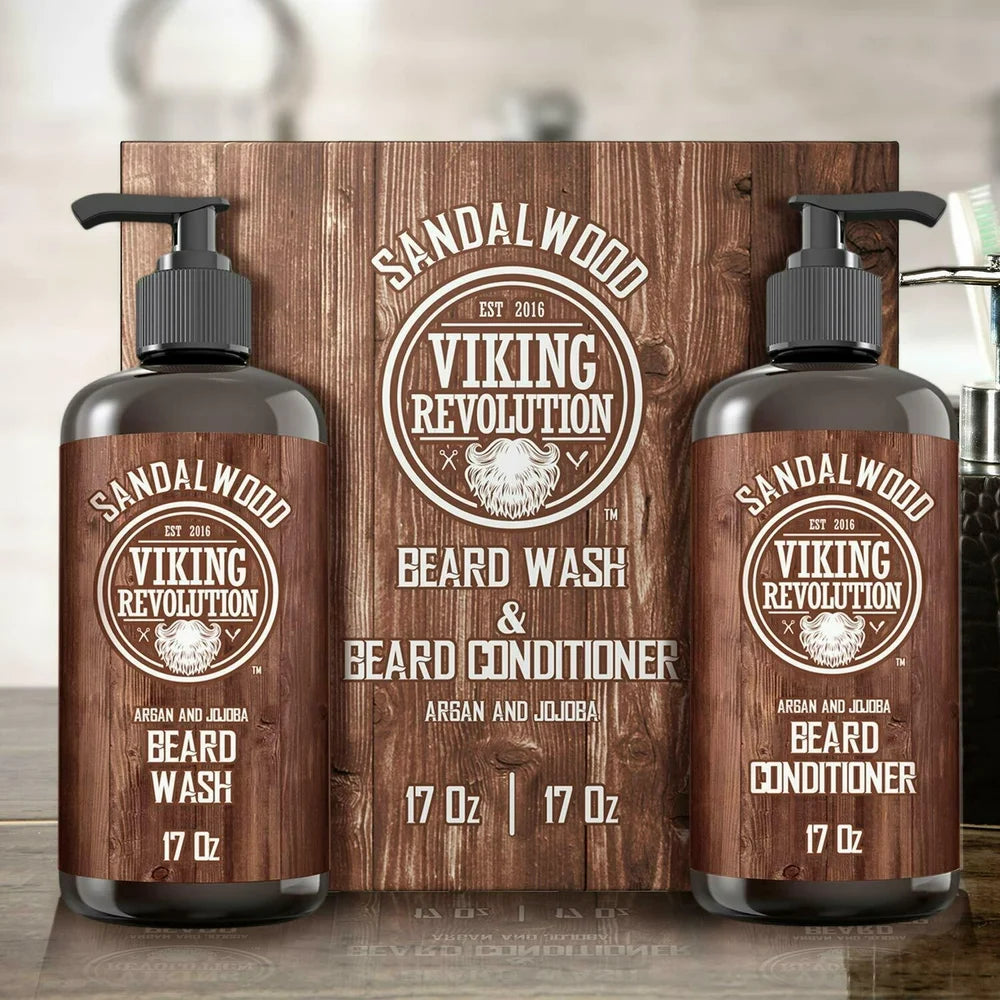 - Beard Wash & Beard Conditioner - Beard Shampoo & Beard Oil - Sandalwood, 34 Oz