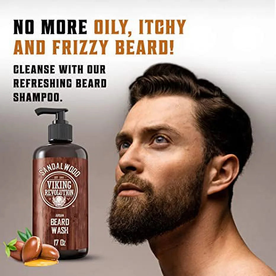 - Beard Wash & Beard Conditioner - Beard Shampoo & Beard Oil - Sandalwood, 34 Oz