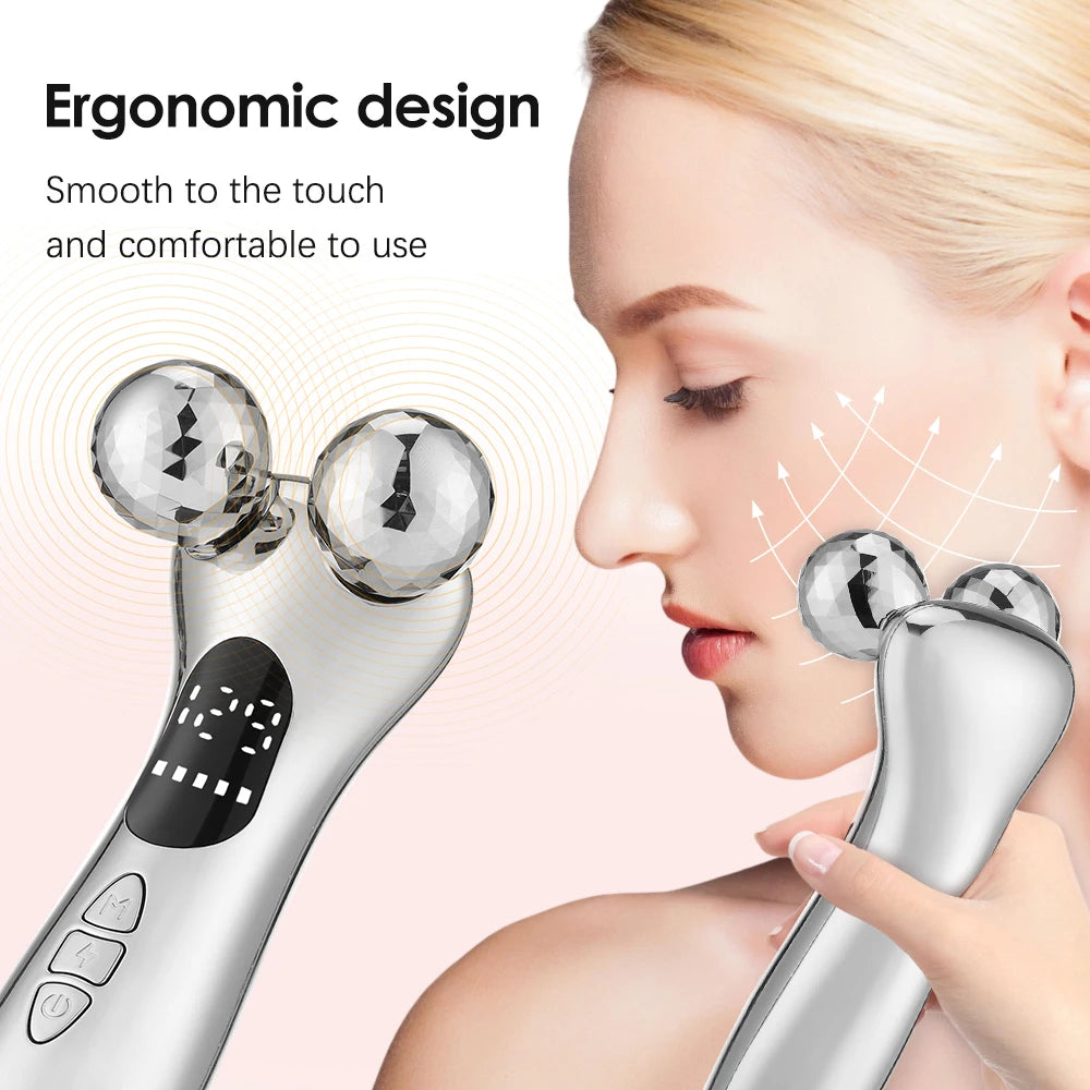 Electric Facial Micro-Current Beauty Instrument LED Display Face Lift Roller Massager Skin Tighten Massage Beauty Devices