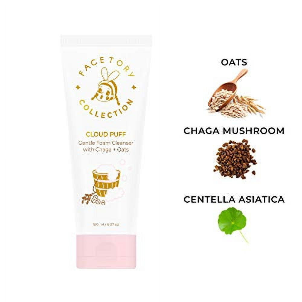 Cloud Puff Gentle Foam Cleanser with Chaga and Oats - for All Skin Types - 150 Ml / 5.07 Oz