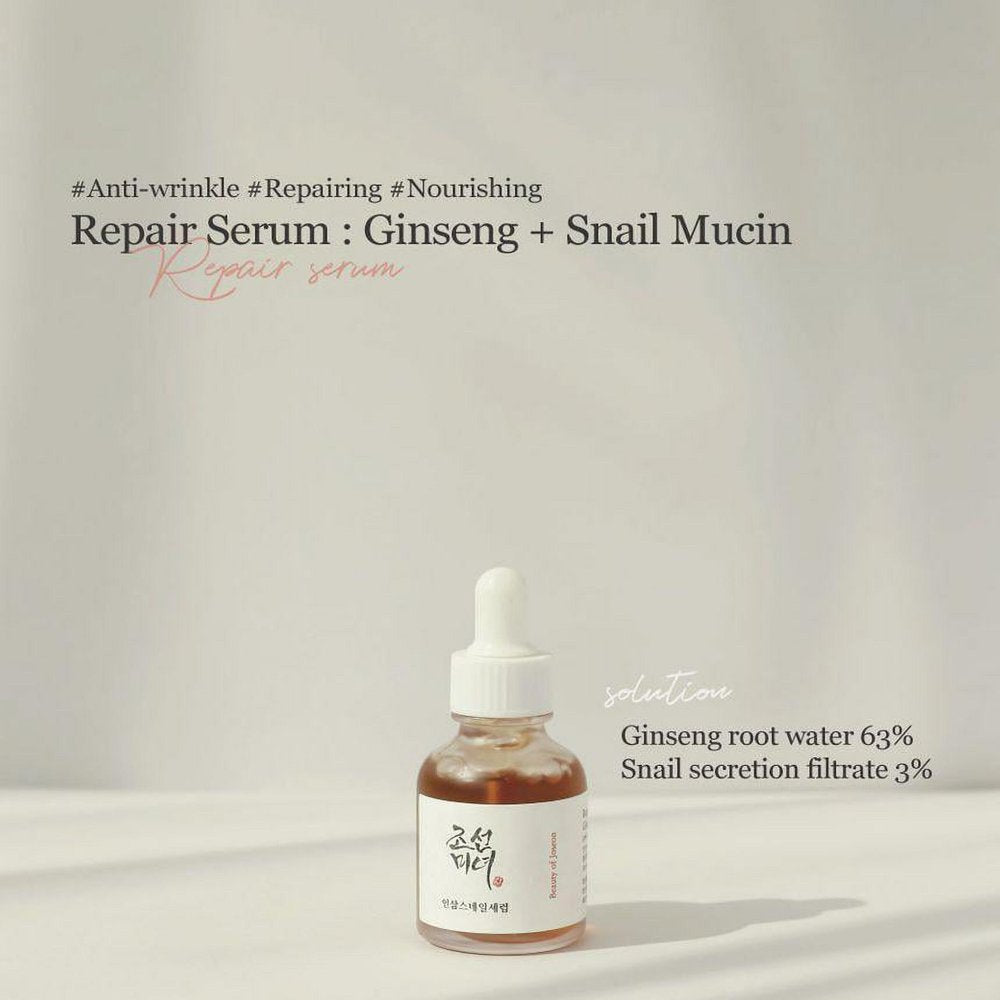 Repair Serum, Ginseng + Snail Mucin, 1.01 Fl Oz / 30Ml