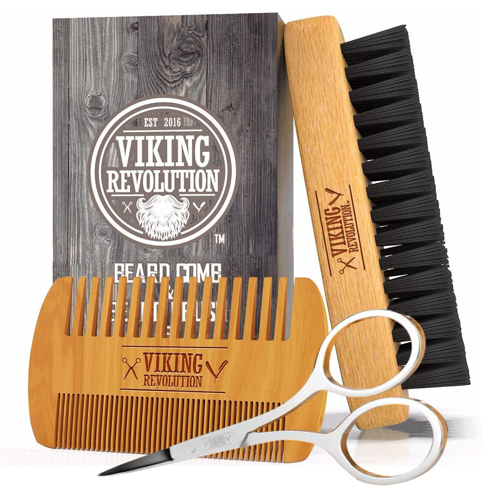 - Beard Comb & Beard Brush Set for Men - Natural Boar Bristle Brush and Dual Action Pear Wood Comb with Velvet Travel Pouch