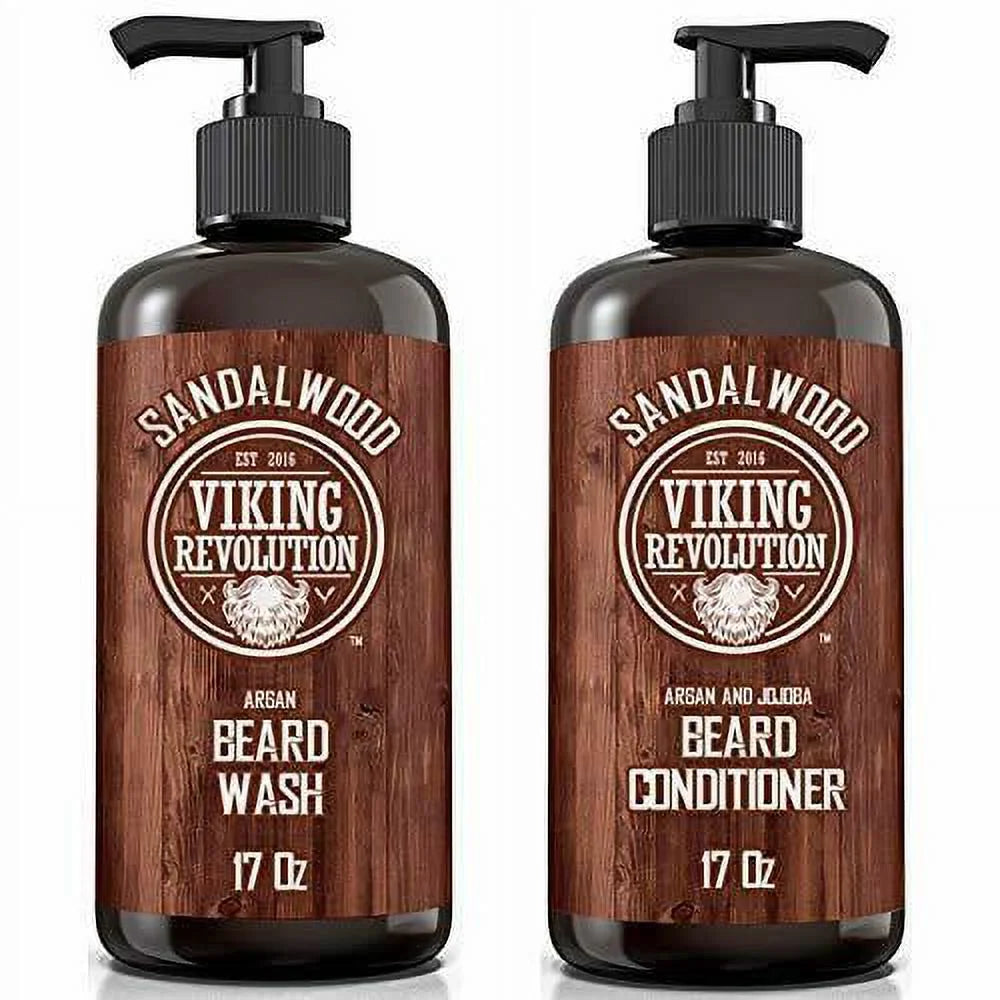 - Beard Wash & Beard Conditioner - Beard Shampoo & Beard Oil - Sandalwood, 34 Oz