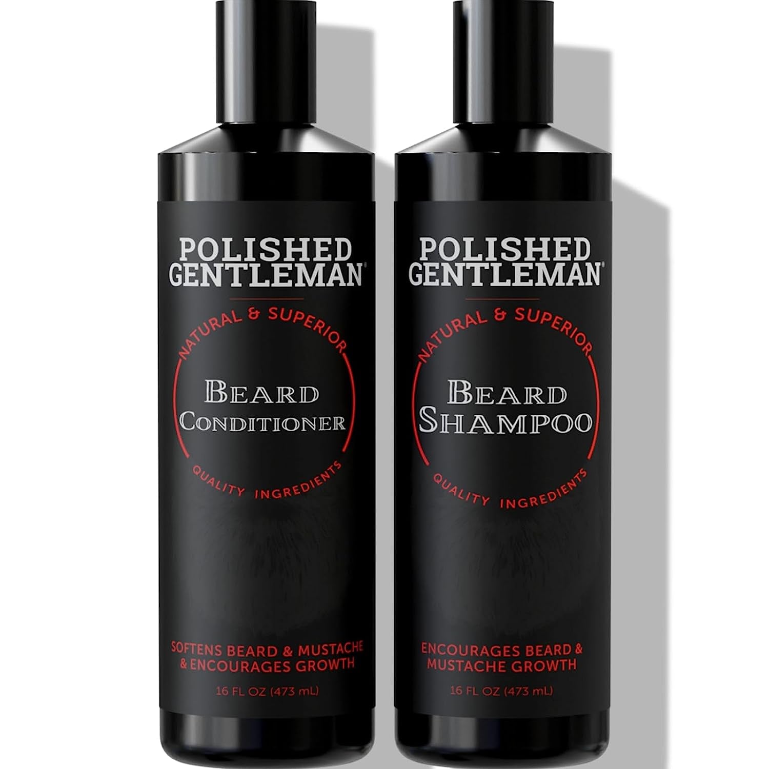 Beard Shampoo and Conditioner Set - Refreshing Beard Moisturizer & Mustache Softener - Beard Thickener with Tea Tree & Growth Oil - Paraben-Free & Sulfate-Free - Made by USA (16Oz)